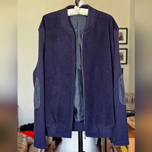 Kuna Men's Navy Blue Alpaca Wool Bomber Jacker